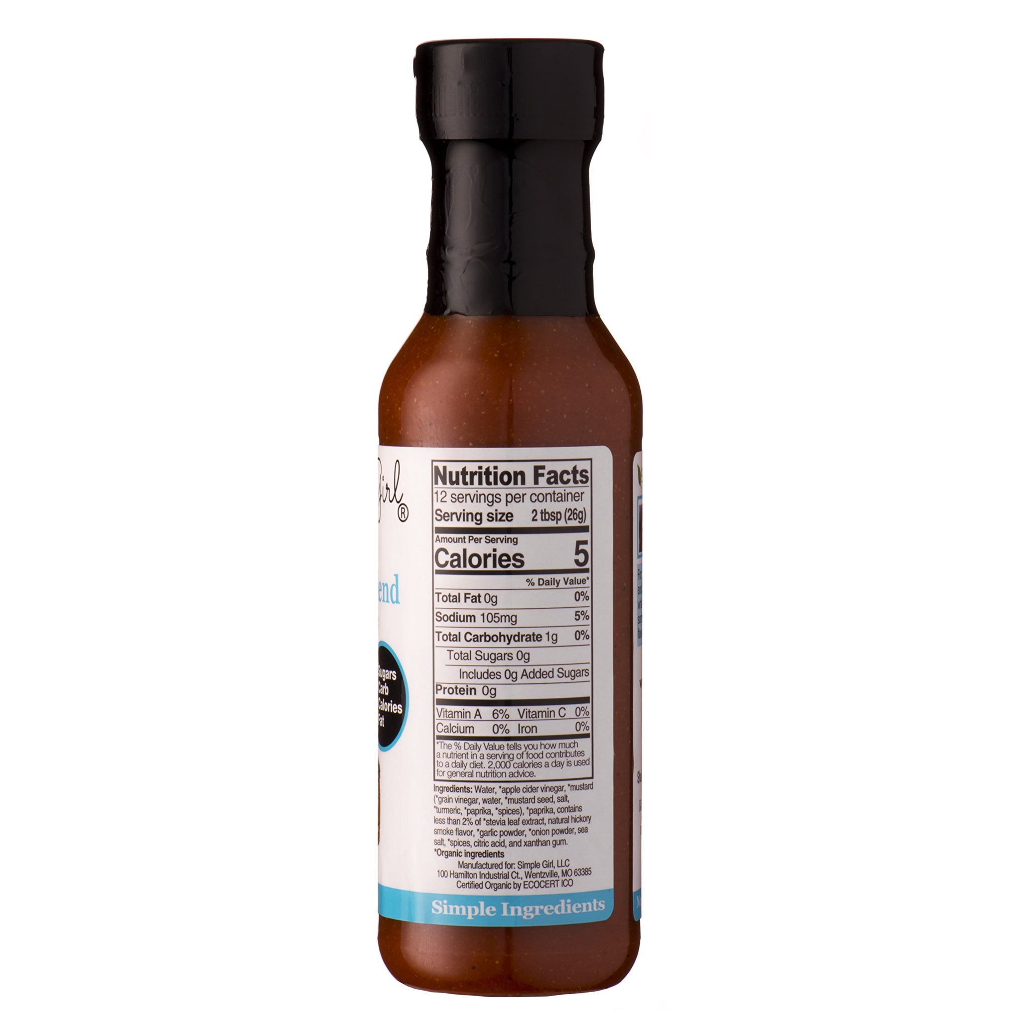 Simple Girl Organic Southern Blend Sugar Free BBQ Sauce - 12 Oz - Liven Up Your Healthy Diet! - Certified Organic - Kosher - Gluten Free - Fits Keto