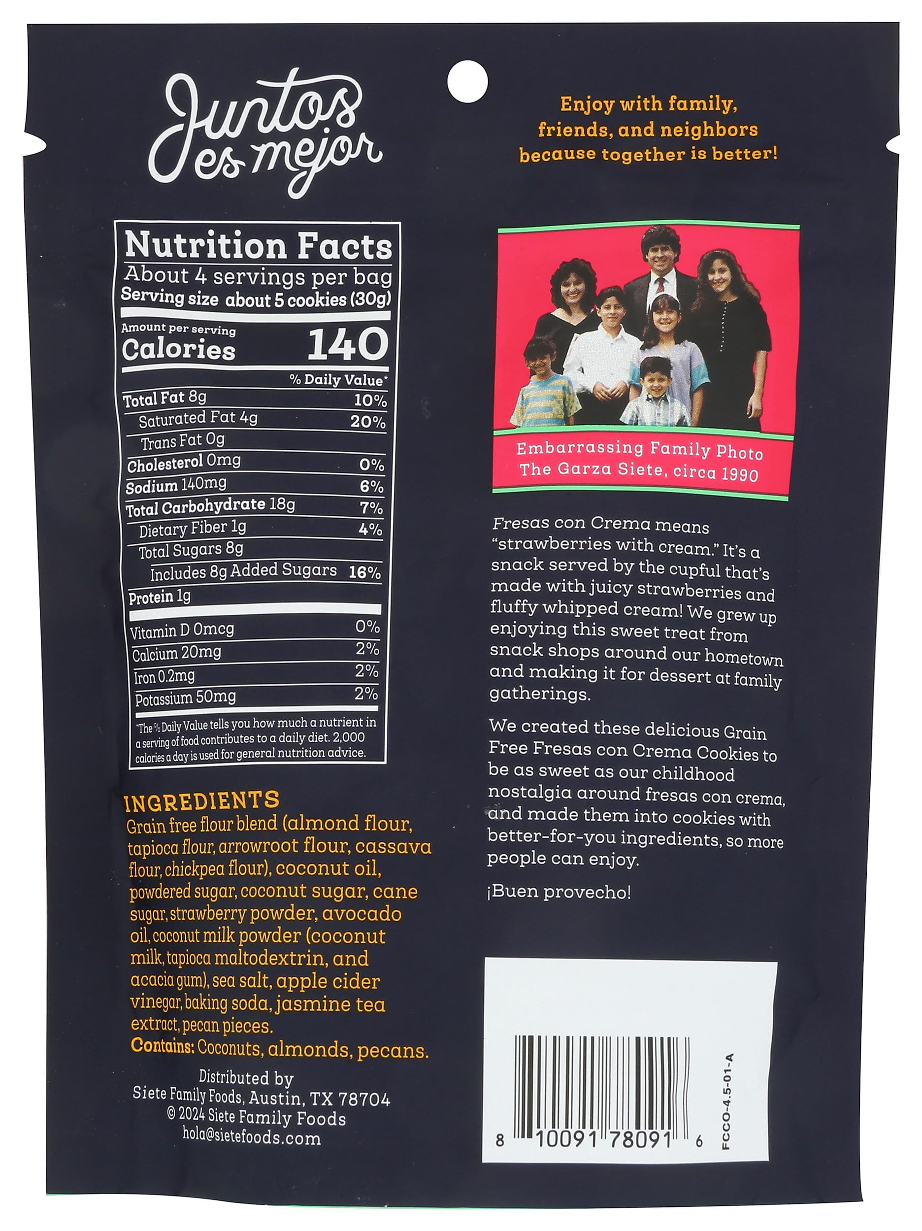 Siete Gluten Free Fresas Con Crema Cookies | Vegan | Grain Free | Non GMO | Dairy Free | Made with Almond Flour & Coconut Oil | 4.5 Oz. Bag (Pack