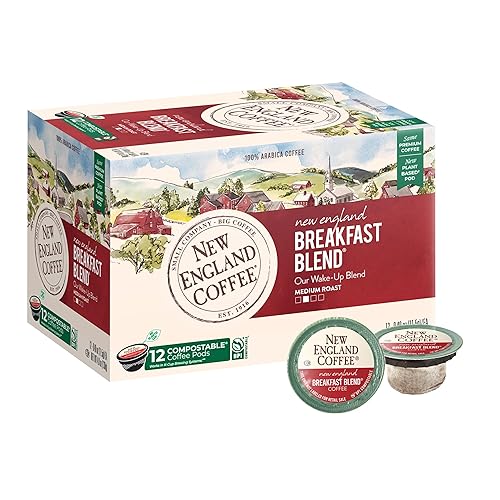 New England Coffee Breakfast Blend Medium Roast Single Serve Pods, 12ct Box (Pack of 1)