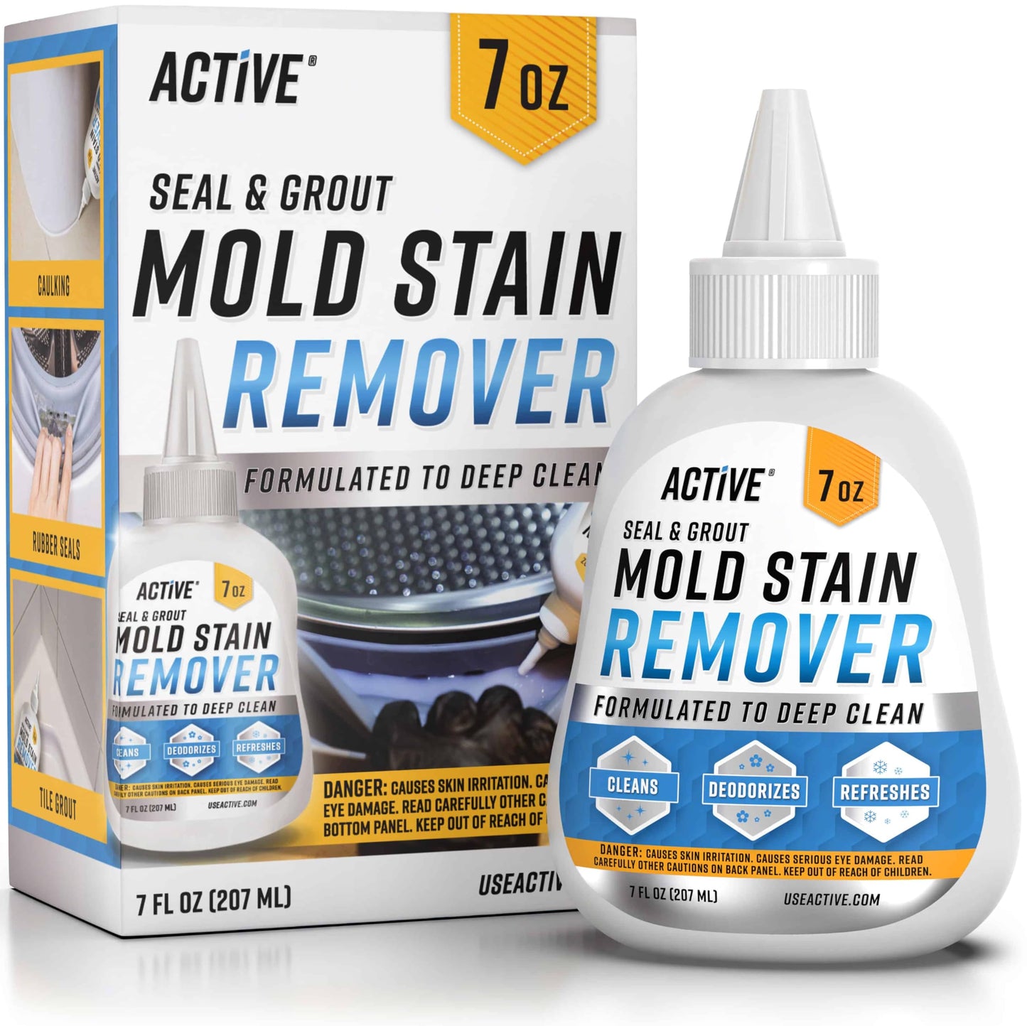 ACTIVE Mold Stain Remover Gel Cleaner Heavy Duty Stain Cleaner for Front Loader Washing Machine Seal, Bathroom Grout, Shower, Caulk - Front Load