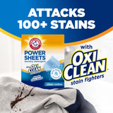 ARM & HAMMER Power Sheets Laundry Detergent Plus OxiClean Stain Fighters, Clean Cotton Scent, 52 Count, 104 Medium Loads