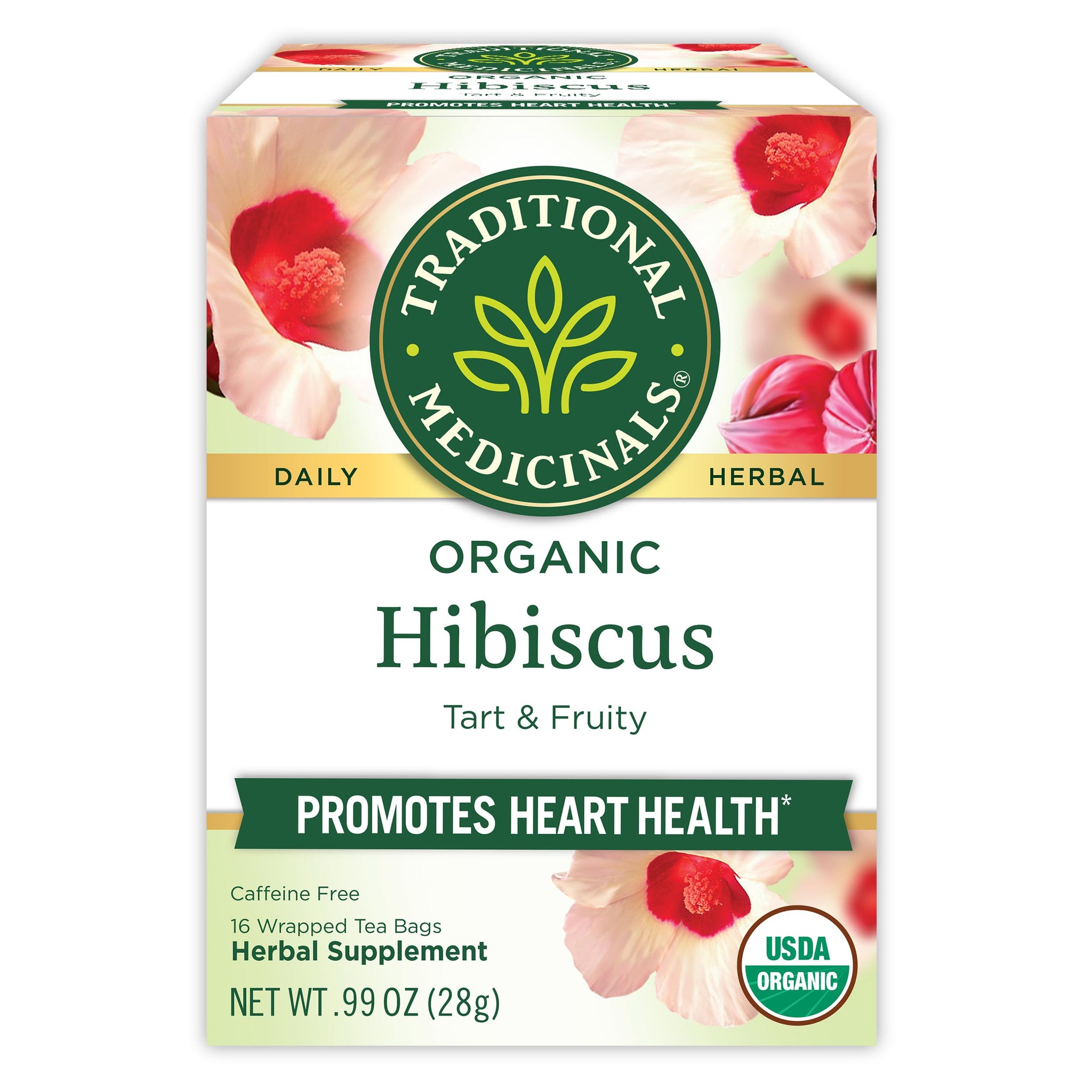 Traditional Medicinals Organic, Hibiscus Tea - Supports Normal Heart Health & Cardiovascular Wellness - Kosher, Non-GMO, Caffeine-Free, Compostable