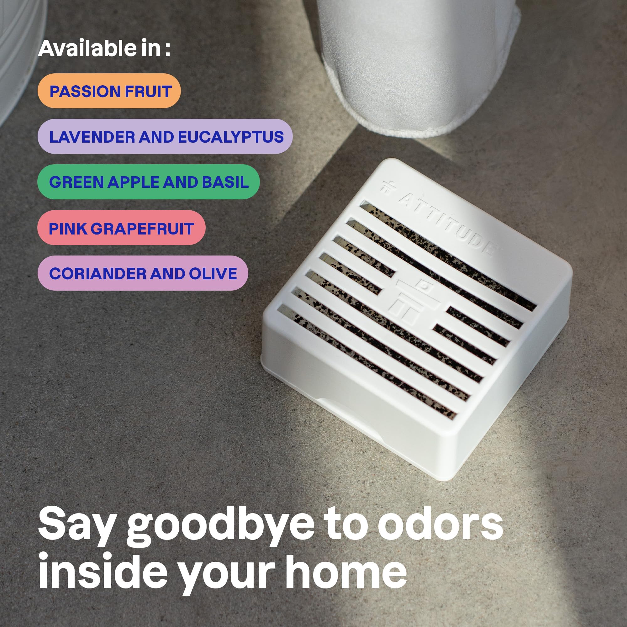 ATTITUDE Odor Eliminator with Activated Carbon, Plant-Based Air Purifier, Vegan, Lavender & Eucalyptus Scent, 8 Ounces
