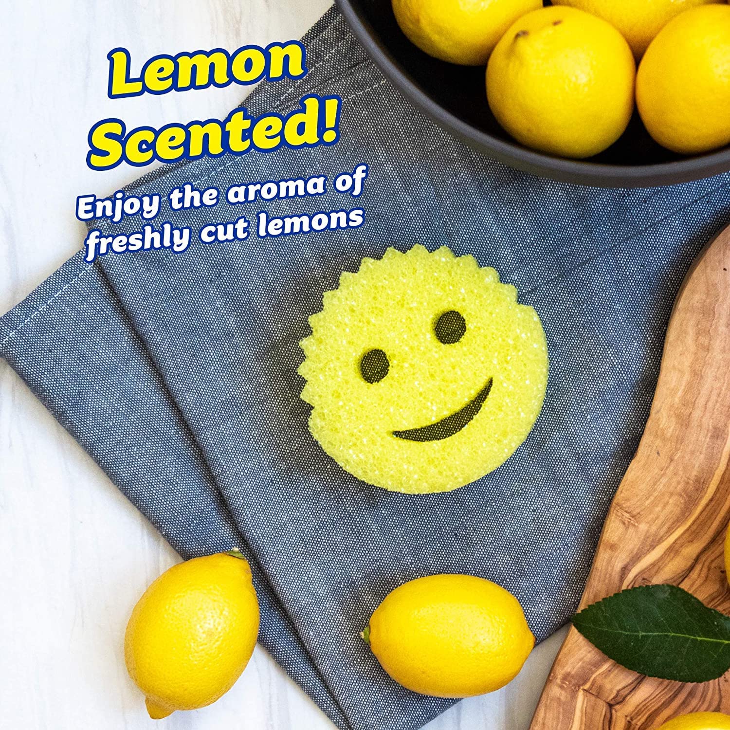 Scrub Daddy Sponge - Lemon Fresh Scent - Scratch-Free Multipurpose Dish Sponge - BPA Free & Made with Polymer Foam - Stain & Odor Resistant Kitchen