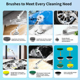 Electric Spin Scrubber, Cordless 20W High-Torque Cleaning Brush Bathroom Scrubber, IPX7 Waterproof Electric Scrubber with 6 Brush Heads, Extendable