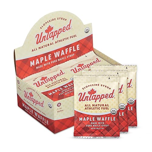 UnTapped Maple Organic Waffles 1.1 oz Each, Box of 16 - Endurance Sports Snacks Sweetened with Real Maple Syrup and Maple Sugar | Vegan & Real Food