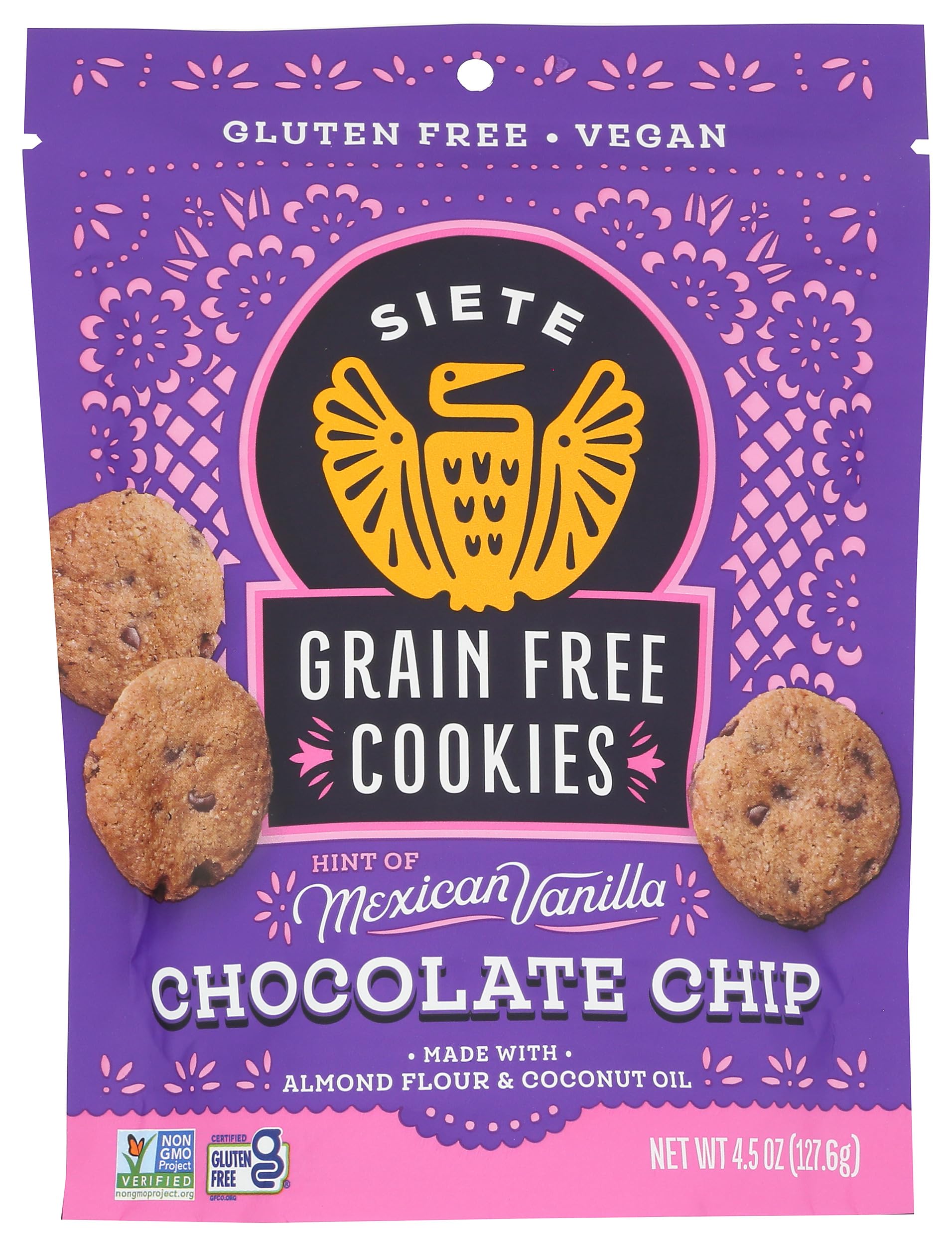 Siete Gluten Free Chocolate Chip Cookies w/ Hint of Mexican Vanilla | Vegan | Grain Free | Non GMO | Dairy Free | Made with Almond Flour & Coconut Oil