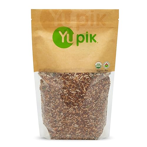 Yupik Organic Super 6 Seeds Mix, 2.2 lb (35.2 oz), GMO-Free, Kosher, Vegan, Rich in Fiber, Nutritious Raw Snack & Topping, With Brown & Golden Flax
