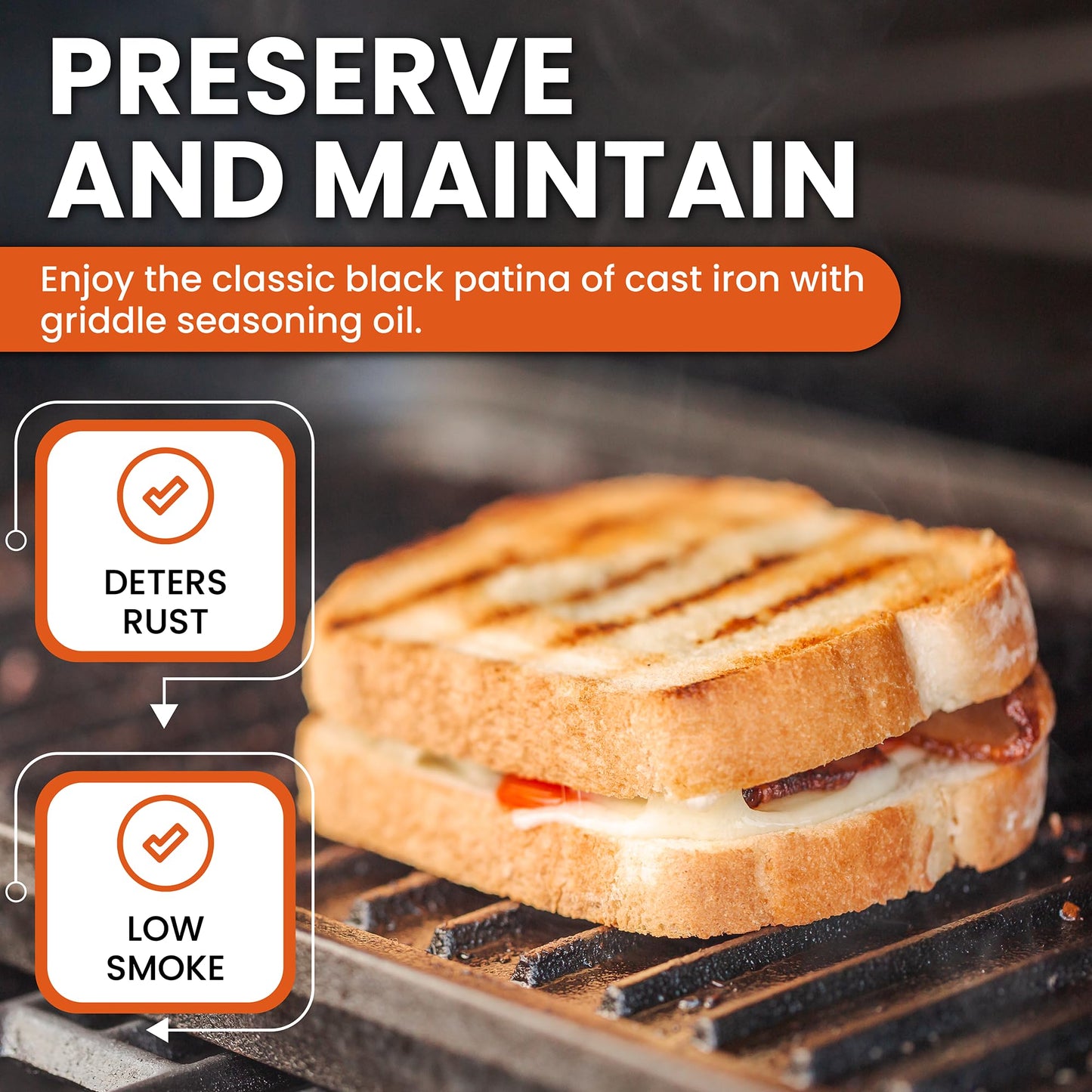 Heritage Products Griddle Seasoning Oil - Low-Smoke, Hi Temp All-Natural Cast Iron Griddle Conditioner for Dutch Oven, Camp Grill and Skillet Cleans