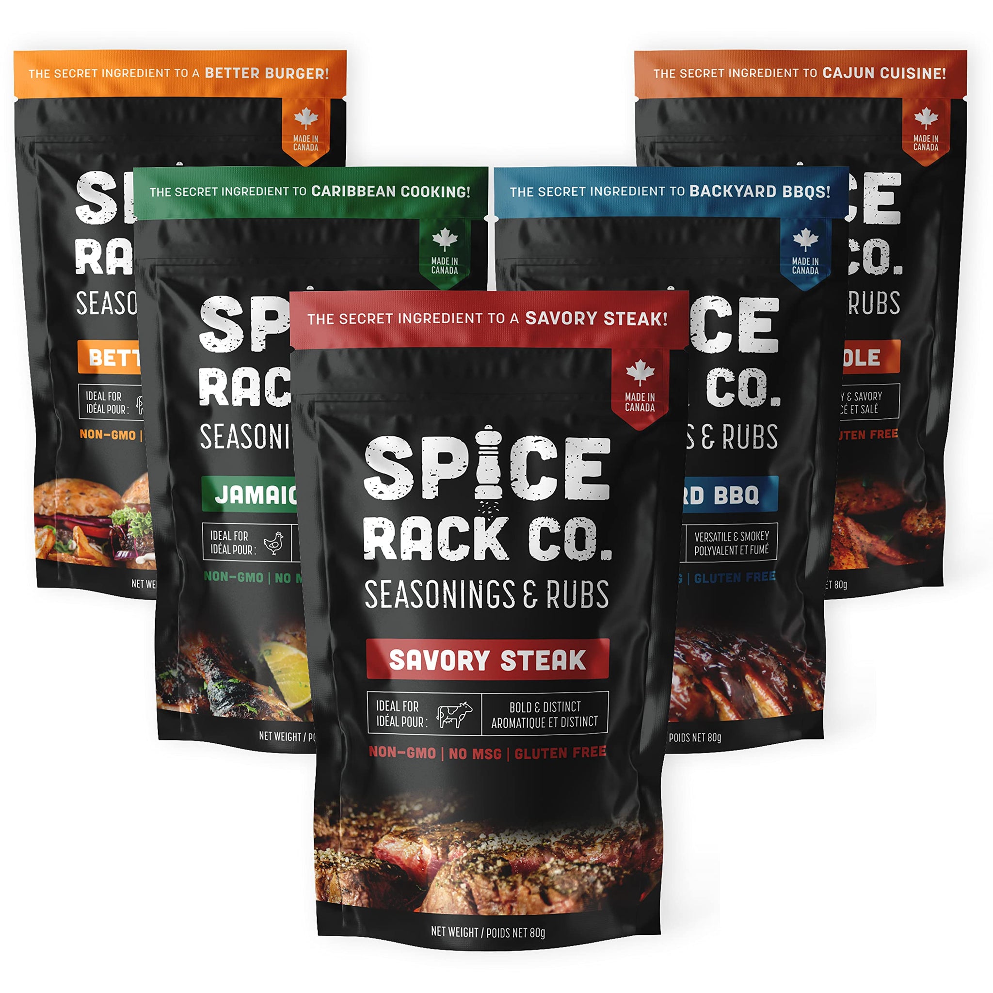 Spice Rack Co. BBQ Seasonings And Rubs - Smoking & Grilling Spices and Seasonings Sets, Grilling Accessories & Smoker Accessories (5 Pack)