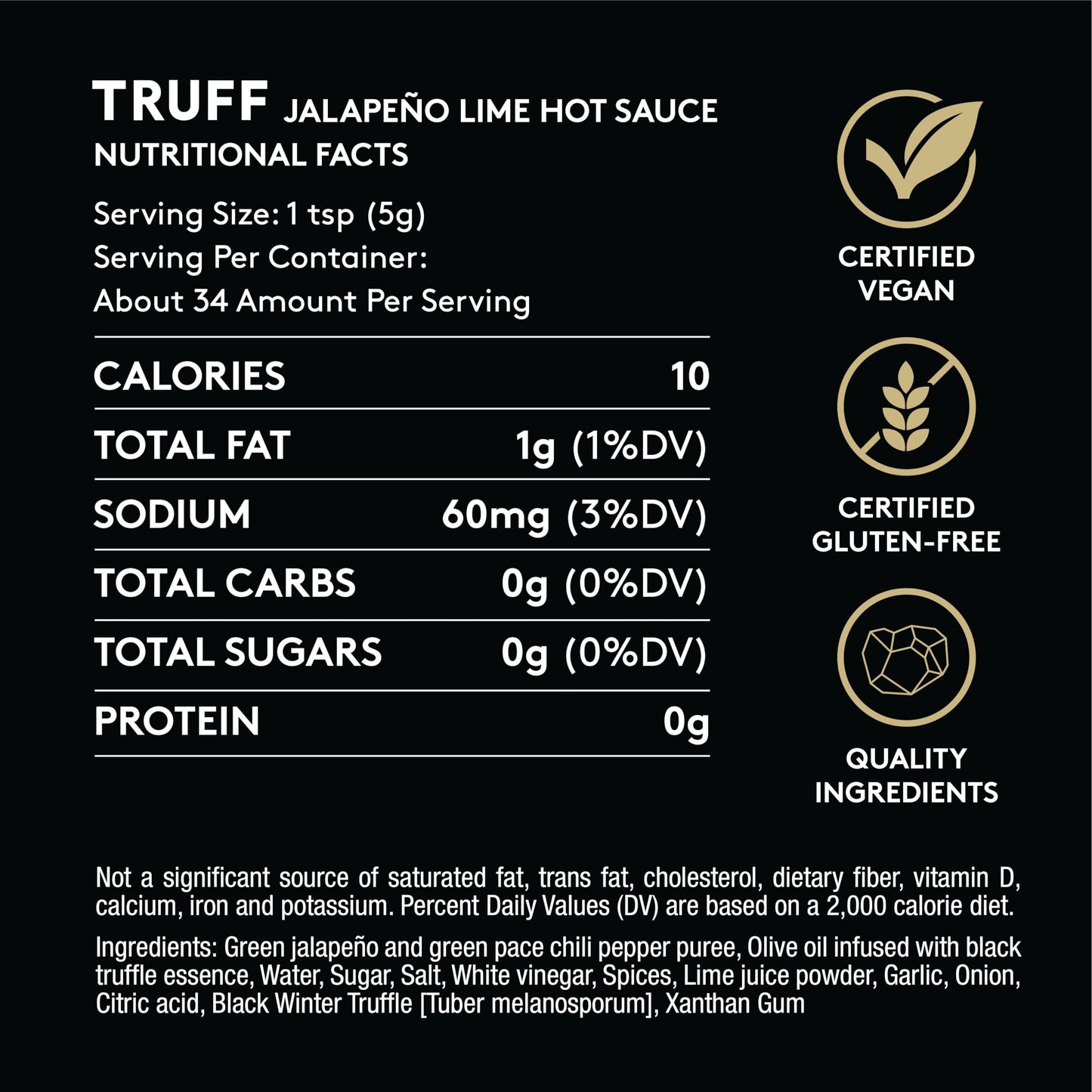 TRUFF Jalapeño Lime Hot Sauce, Gourmet Hot Sauce with Black Winter Truffles, Green Jalapeño Peppers, Black Truffle Oil, Unique Flavor Experience in