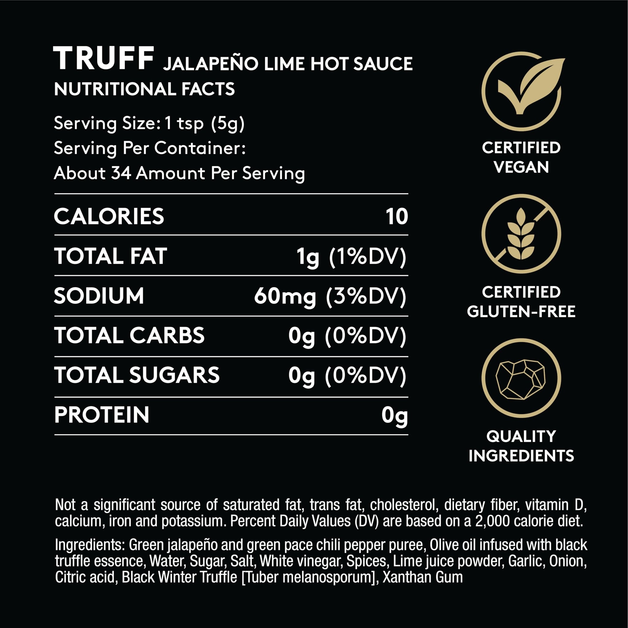 TRUFF Jalapeño Lime Hot Sauce, Gourmet Hot Sauce with Black Winter Truffles, Green Jalapeño Peppers, Black Truffle Oil, Unique Flavor Experience in