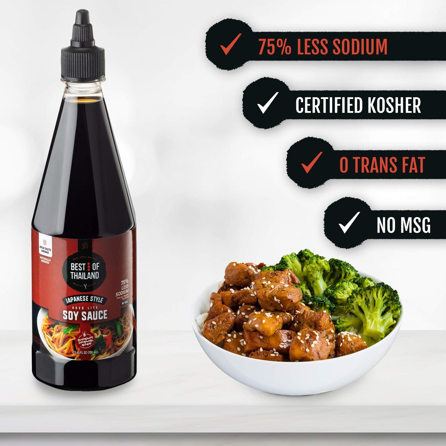 Best of Thailand Japanese Soy Sauce | Japanese Style Barrel Aged Lite Dark Soy Sauce | 2 Bottles of 23.65oz Real Authentic Asian-Brewed Marinade Sauce