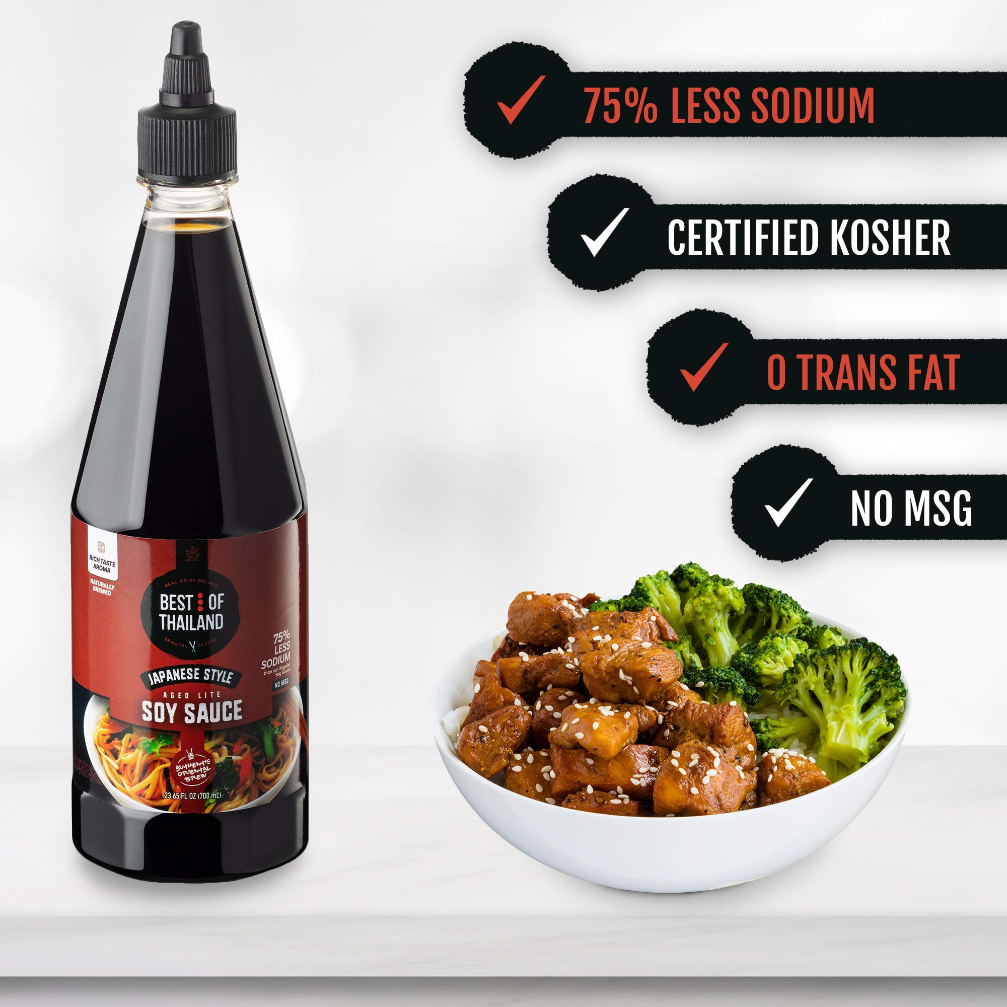 Best of Thailand Japanese Soy Sauce | Japanese Style Barrel Aged Lite Dark Soy Sauce | 2 Bottles of 23.65oz Real Authentic Asian-Brewed Marinade Sauce