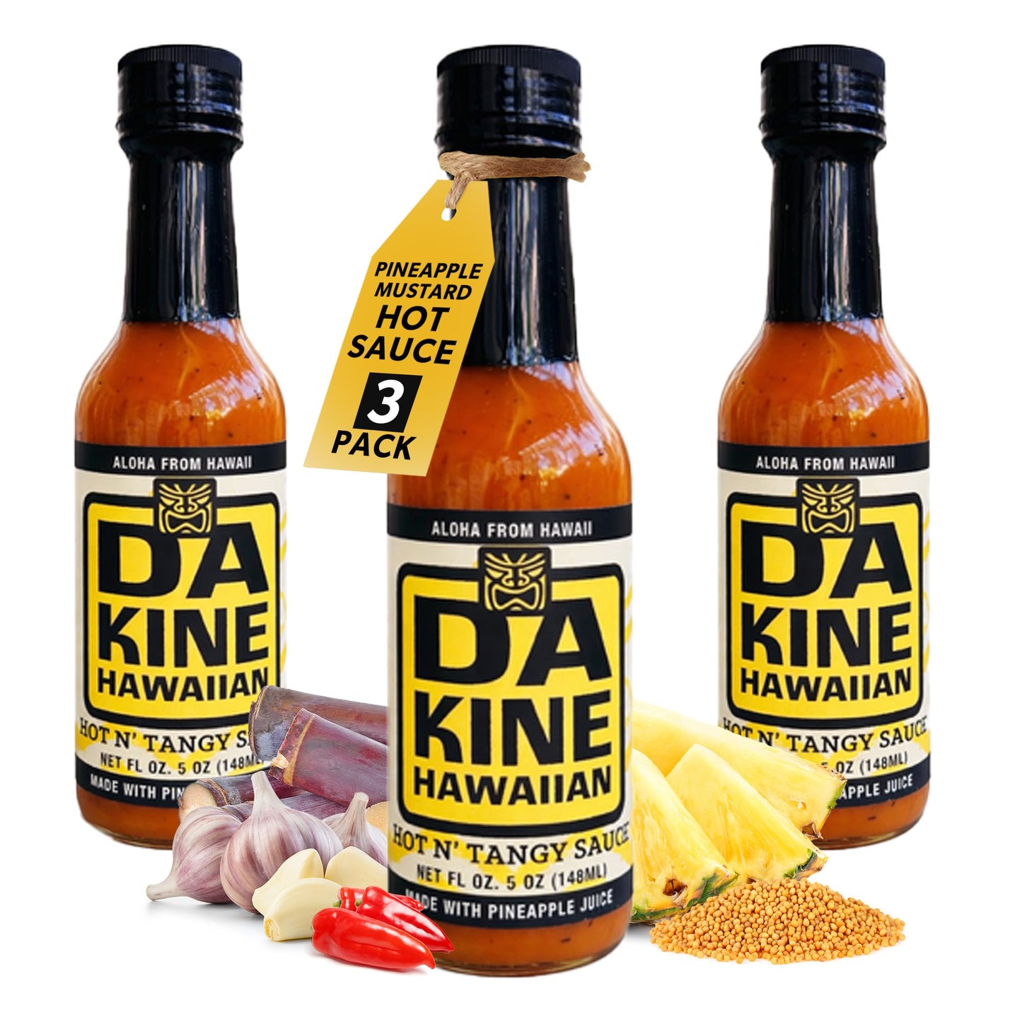 Da Kine Hawaiian Hot N' Tangy Sauce - Tangy Sauce Made with Pineapple Juice - Dipping Sauce for Marinades, Grilling & Everyday Cooking - Chicken