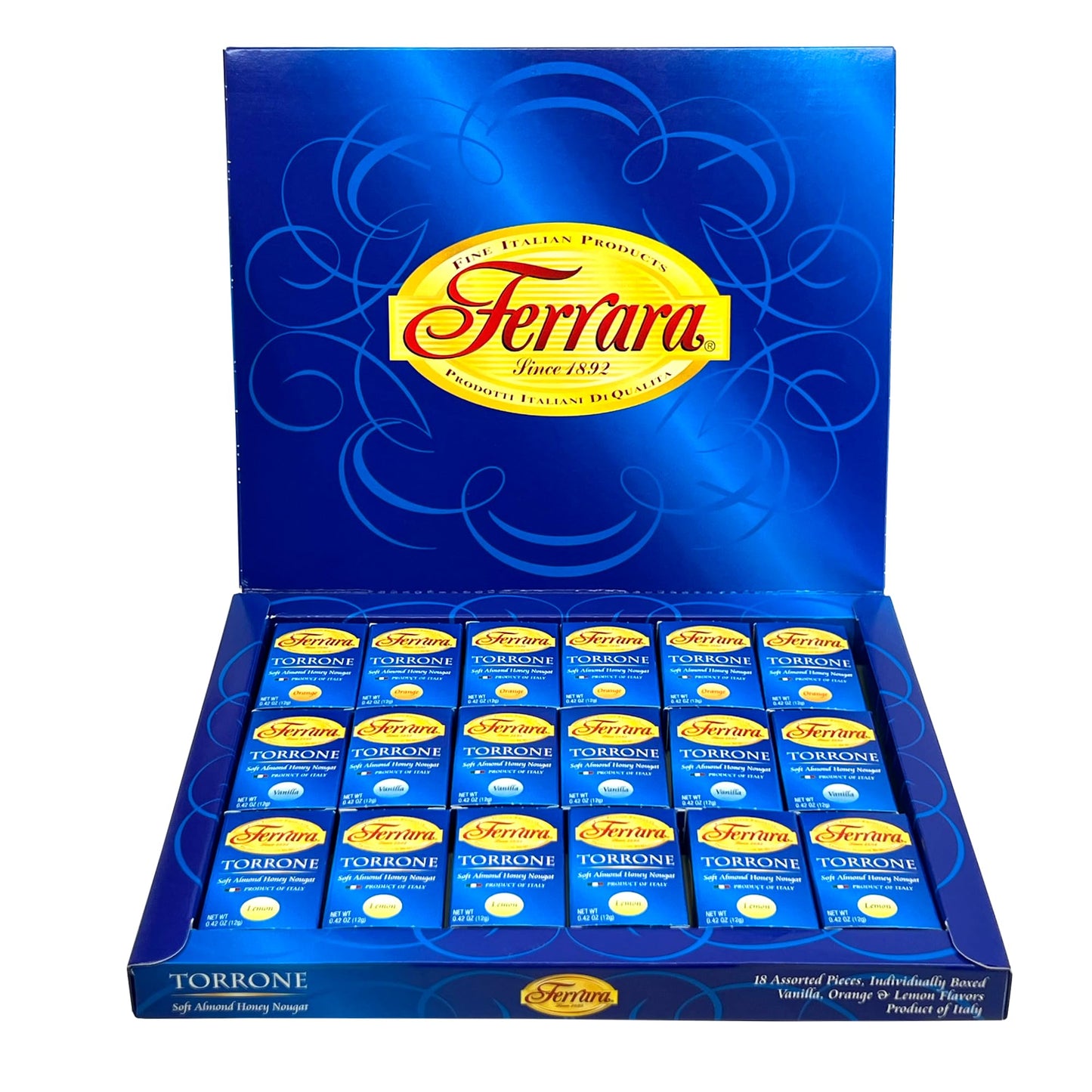 Torrone Nougat Candy, 18 Assorted Pieces (Ferrara) NET WT 7.62 216g