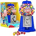 Gumball Machine For Kids 8.5" - Candy Dispenser Machine Includes 85 Gum Balls - Coin Operated Double Bubble Gum Machine And Toy Bank - Mini Gumball