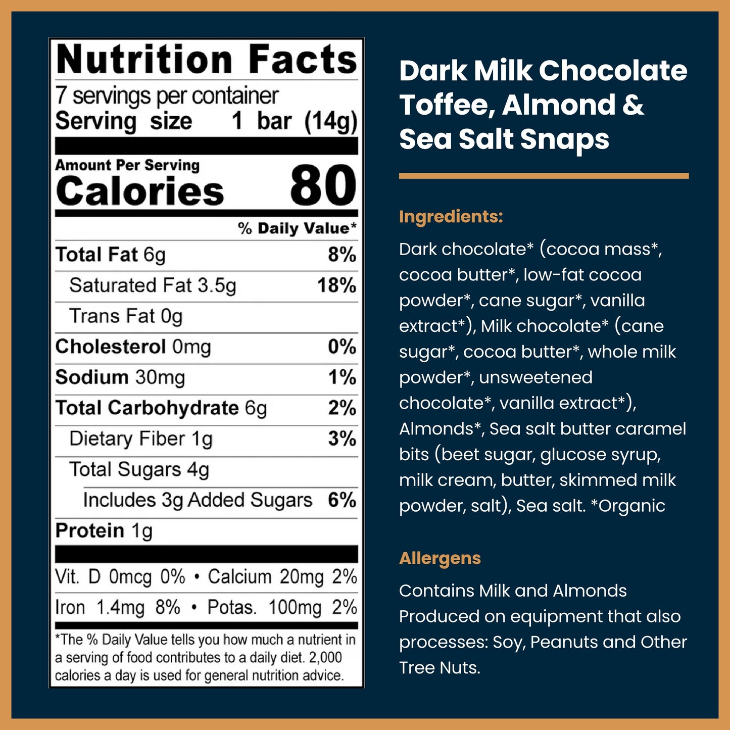 Chocxo Dark Milk Chocolate Toffee, Almond & Sea Salt Snaps - Low in Real Sugar, Organic, Non-GMO, Gluten Free & Kosher, No Artificial Sweeteners or