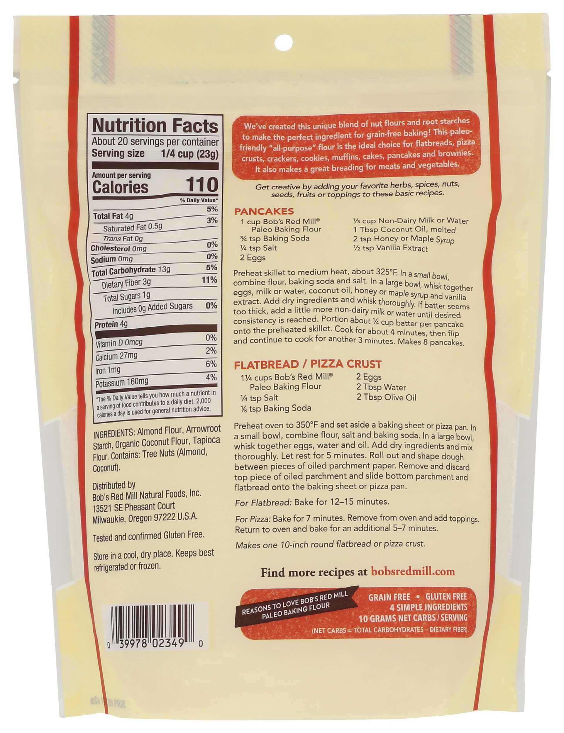Bob's Red Mill Paleo Baking Flour, 16oz (Pack of 1) - Gluten Free, Non GMO, Vegan, Paleo Friendly, Kosher