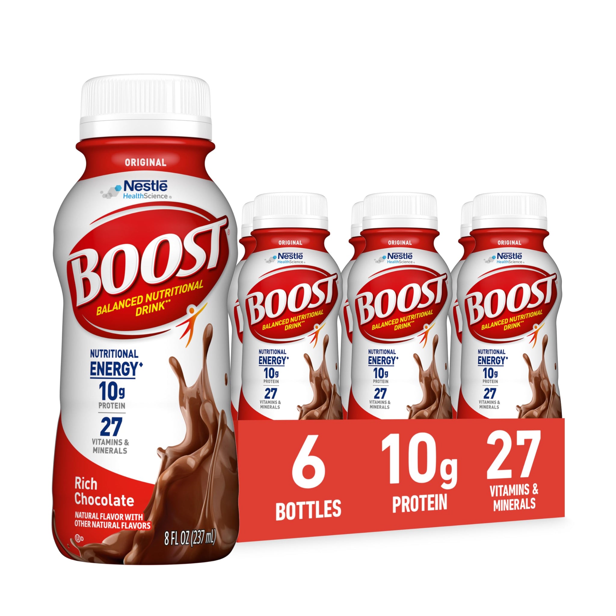 BOOST Original Ready to Drink Balanced Nutritional Drink, Rich Chocolate, 8 FL OZ (Pack of 6)