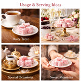 Turkish Delight Rose Flavor (Lokum) - Soft & Fresh Gourmet Candy - Coconut Coated - No Additives - Made with Sugar Beet - Premium Gift Box - 450g