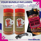 Trim Tabb’s Pig Powder Premium BBQ Barbecue Rub & Seasoning 2 Pk (24 oz) + Guide & Keychain Bottle Opener (4 Items)!