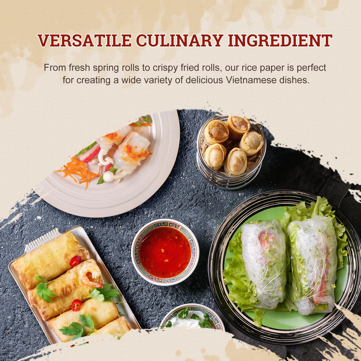 52USA Rice Paper, 1 Pack 34 Sheets, Spring Roll Wrappers & Dumplings