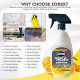 ZORBX Extra Strength Remover & Cleaner Spray 24 FL Oz - Scrub Free Formula - Bleach Free Stain & Smell Eliminator for Shower, Bathroom, Ceiling