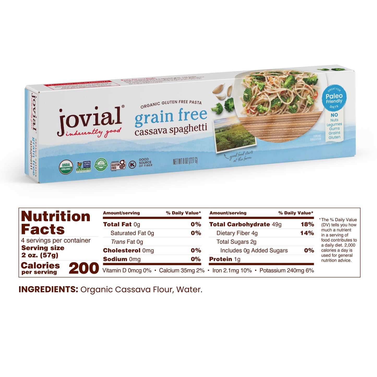 Jovial Grain-Free Cassava Spaghetti - Spaghetti Noodles, Cassava Pasta, Paleo Pasta, Gluten Free Pasta Spaghetti, Grain-Free, Certified Gluten-Free