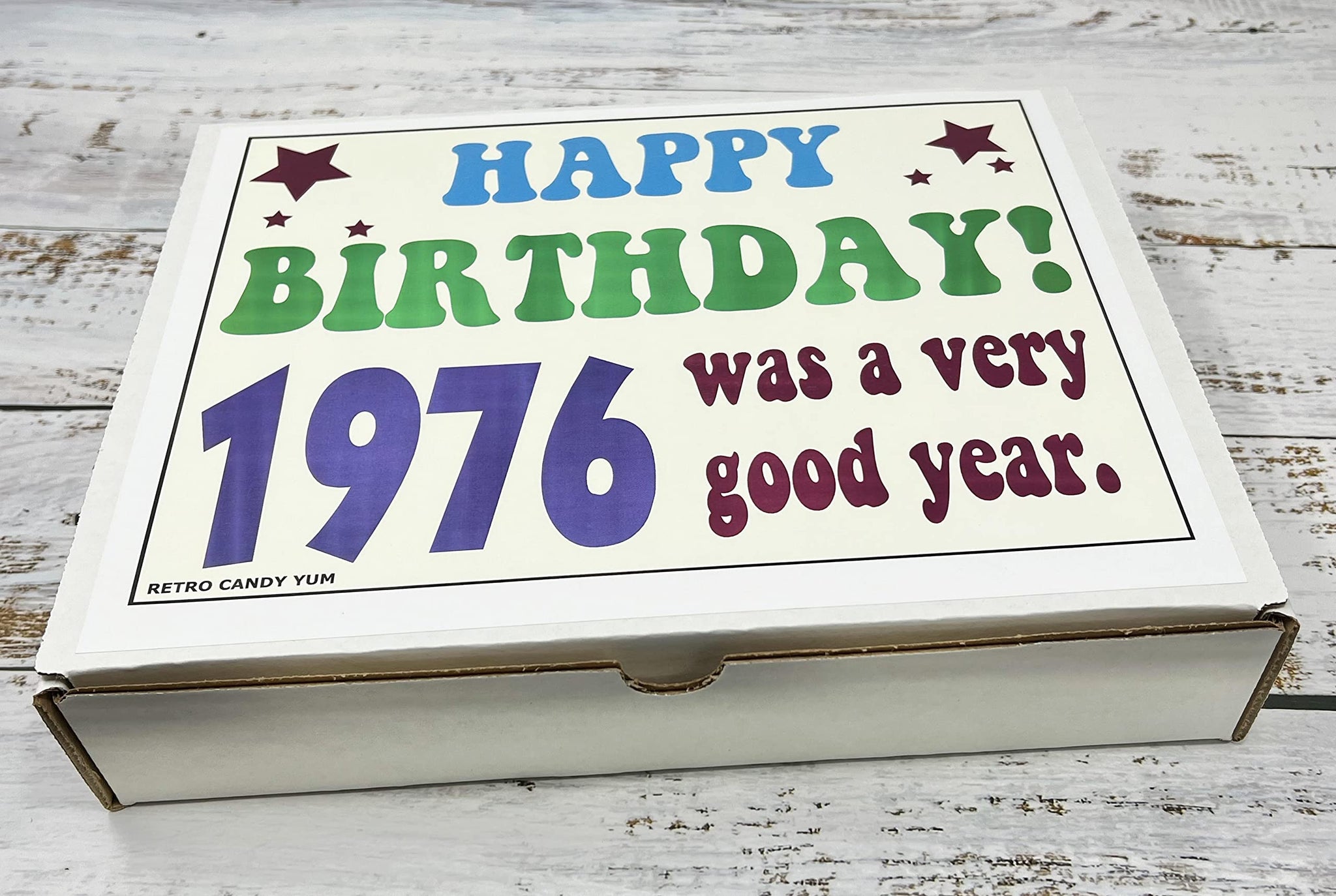 RETRO CANDY YUM ~ 1976 50th Birthday Gift Box Nostalgic Candy Assortment from Childhood for 50 Year Old Man or Woman Born 1976