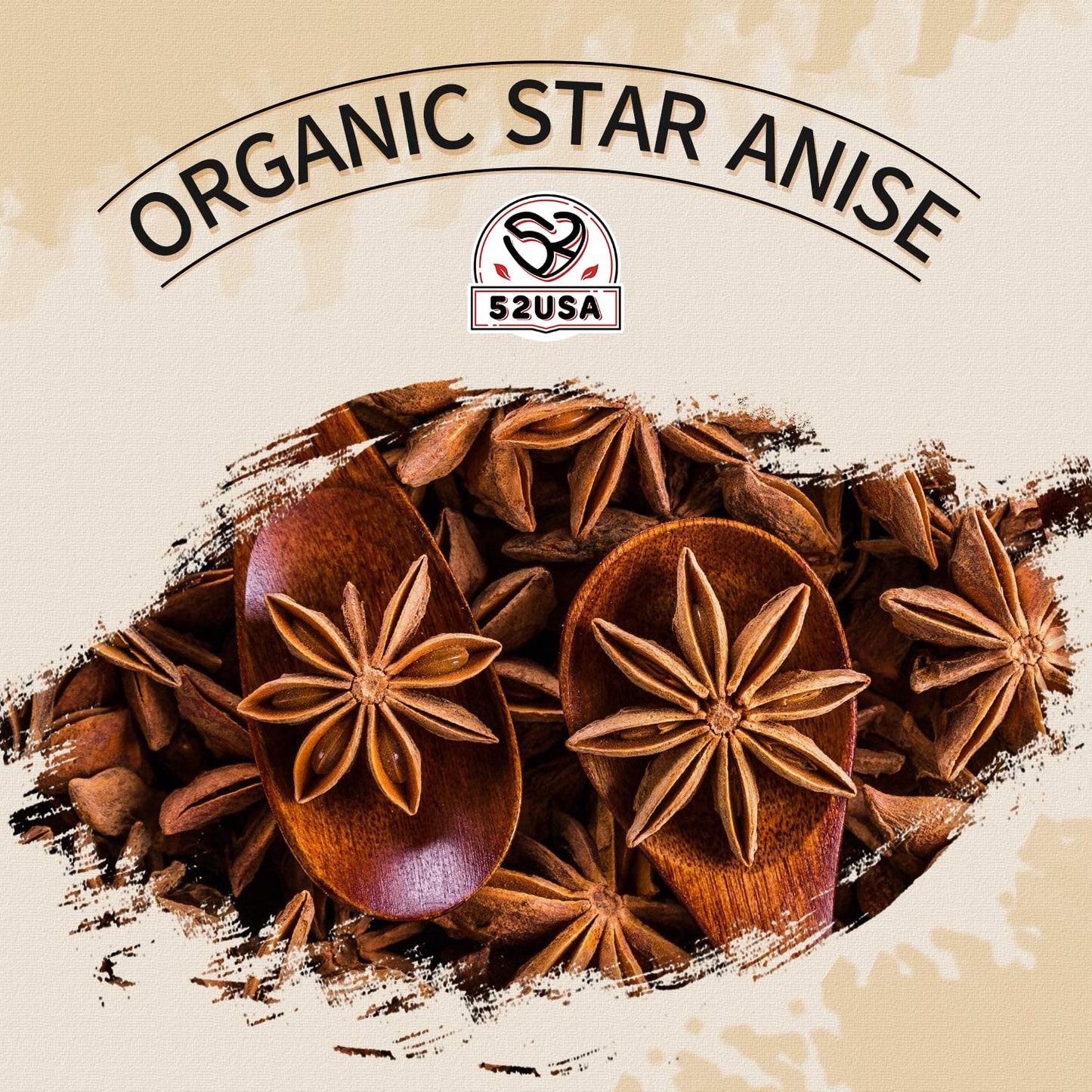 52USA Organic Star Anise - 4oz | Non-GMO, Whole Spice | Premium Quality for Cooking, Baking & Tea | Natural Flavor & Aroma