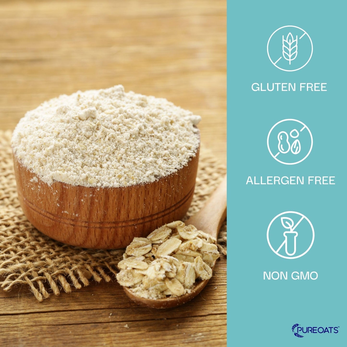 PureOats Gluten Free Oat Flour (4Lb Bag) 100% Whole Grain, Vegan, Allergen Free for Healthy breakfast and more
