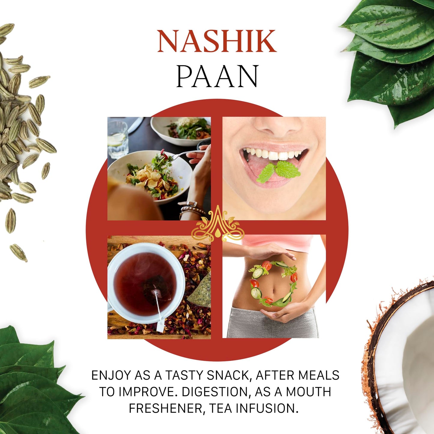 Aryaa Organic Nashik Paan l 8.75oz (250gm) Herbal Tea & Digestive Snack | | Shredded l 100% Natural, Vegan, Gluten-Friendly | Sound-Infused, Non-GMO |