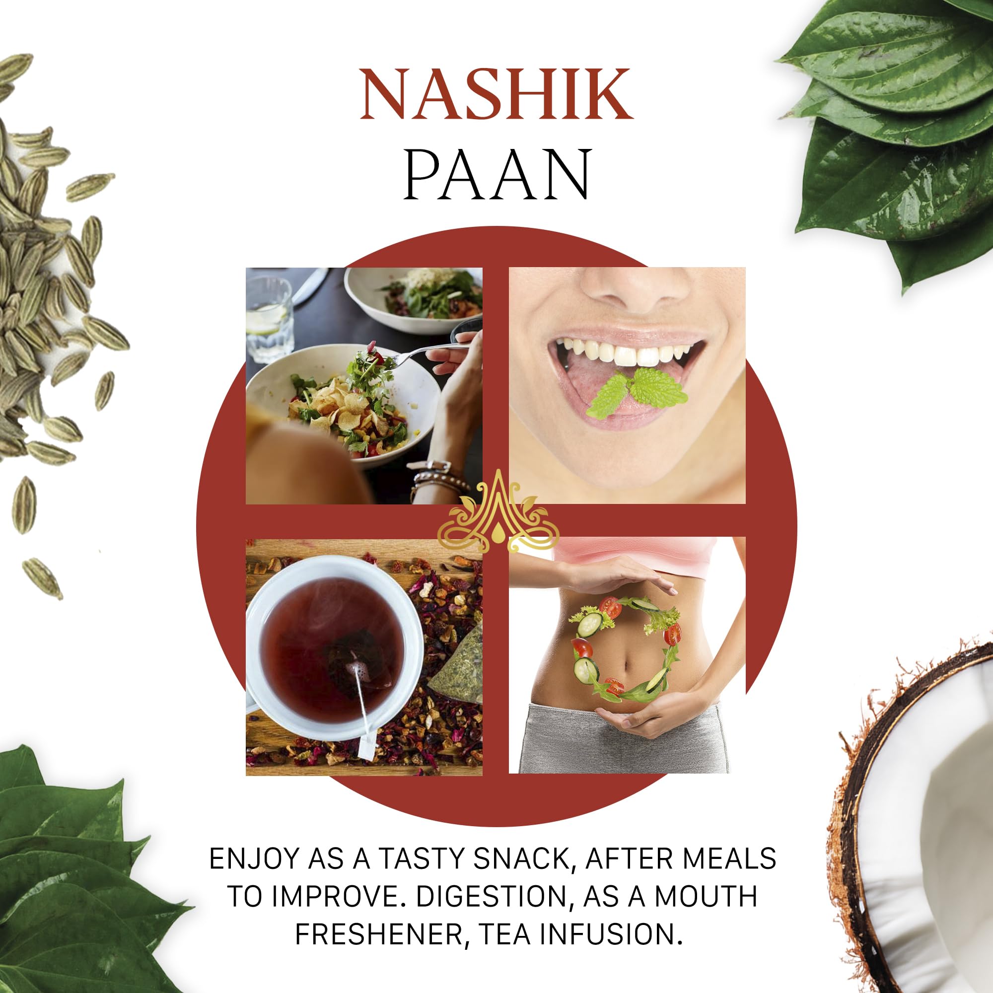 Aryaa Organic Nashik Paan l 8.75oz (250gm) Herbal Tea & Digestive Snack | | Shredded l 100% Natural, Vegan, Gluten-Friendly | Sound-Infused, Non-GMO |