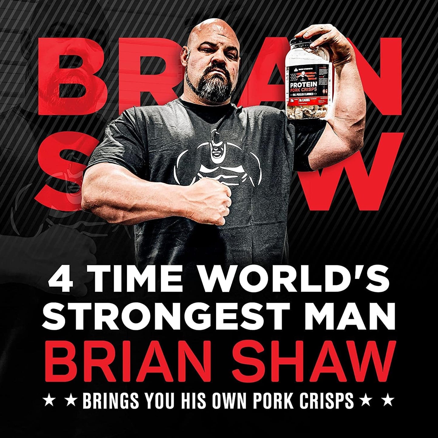 Ol' Uncle Porkers Shaw Strength Protein Pork Rinds (Dill Pickle, 8Oz) Developed for World’s Strongest Man Brian Shaw, Keto-Friendly, High Protein, No