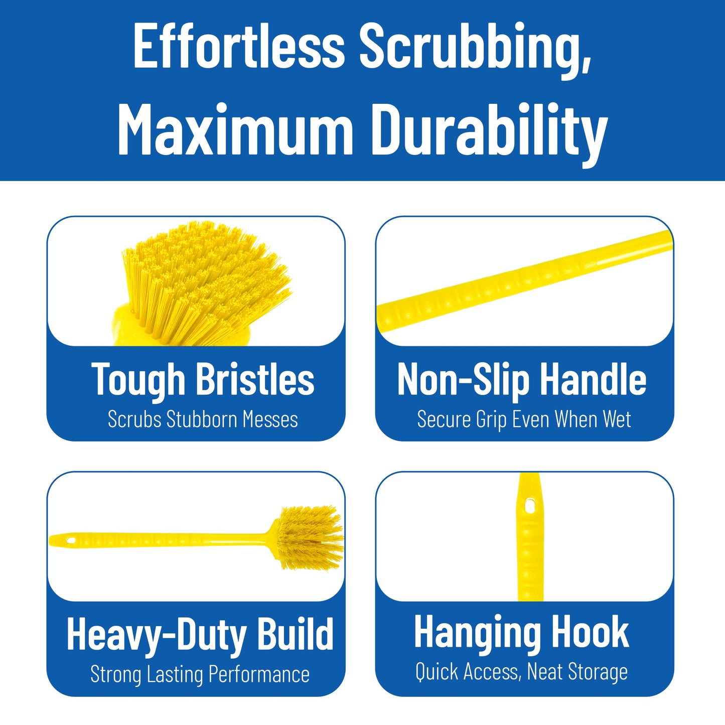 SPARTA 20" Floater Scrub Brush with Long Handle, Oil-Resistant Polyester Bristles, Multiple Trim Angles, Foam-Injected Polymer Block, Commercial