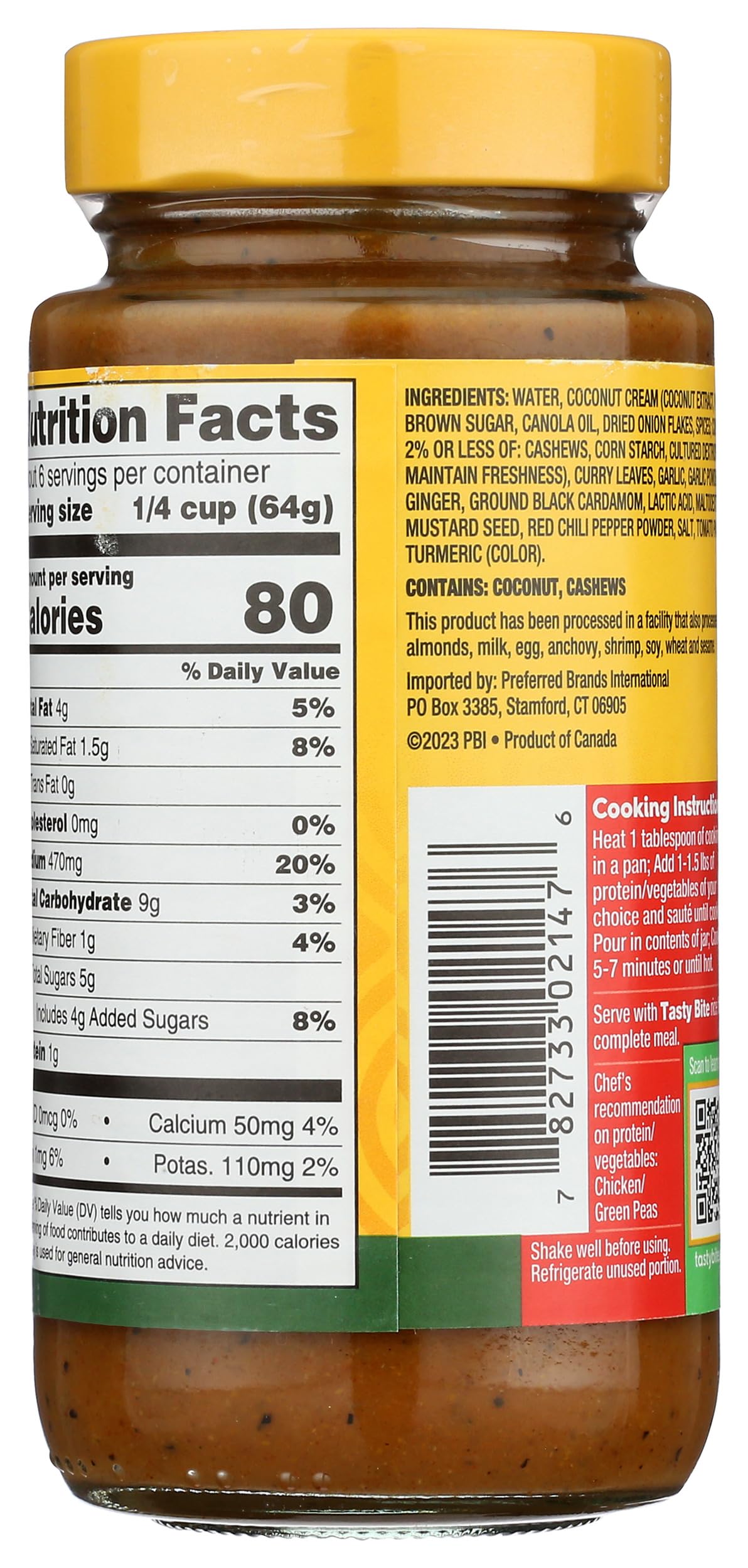 TASTYBITE South Indian Curry Simmer Sauce, 13 OZ