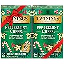 Twinings Tea, Peppermint Cheer 2-Pack, Naturally Caffeine-Free and Vanilla Flavoured Herbal Tea Bags, Individually Wrapped, 20 Count Each