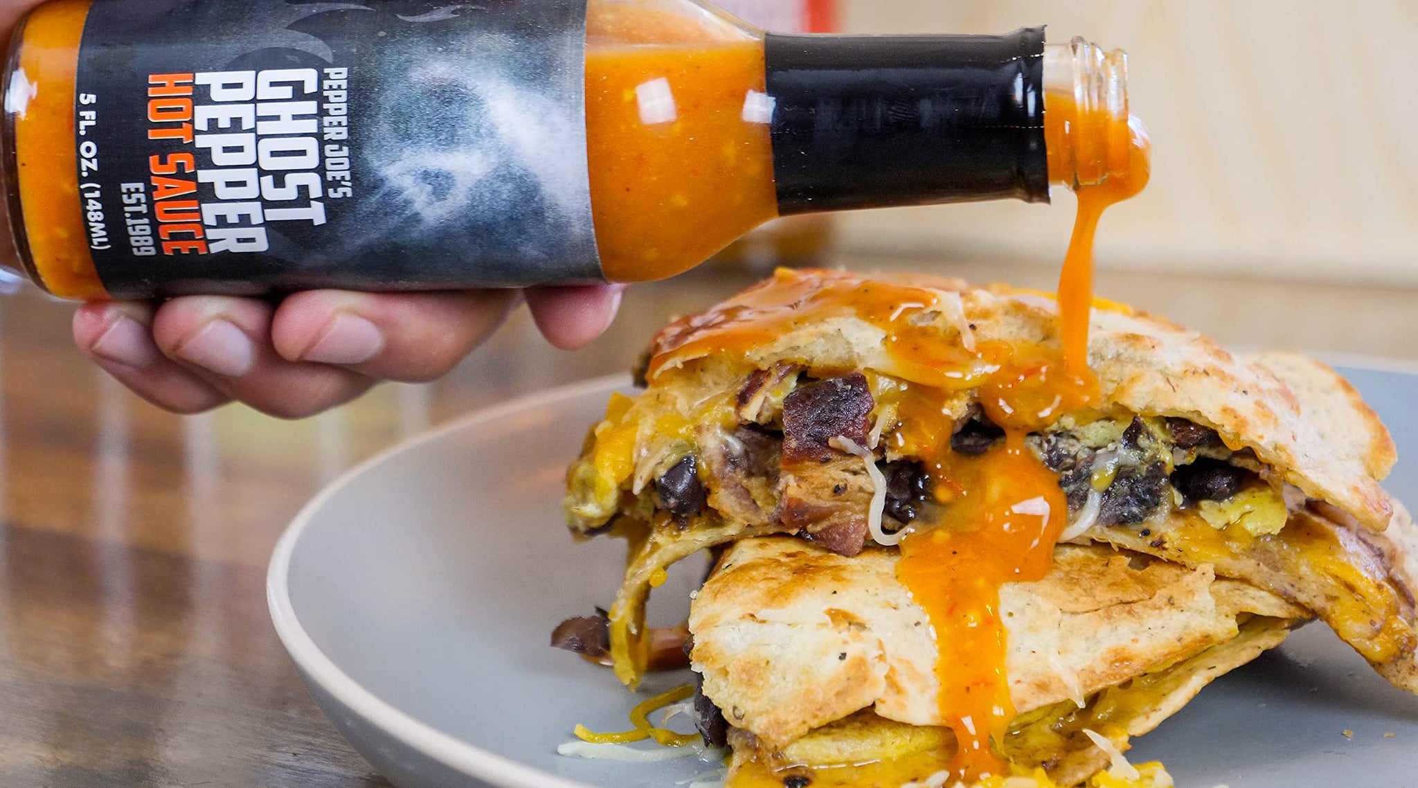 Pepper Joe’s Ghost Pepper Hot Sauce - Gourmet Bhut Jolokia Sauce with Fresh Ghost Chilis for Mouth Burning Heat and Flavor