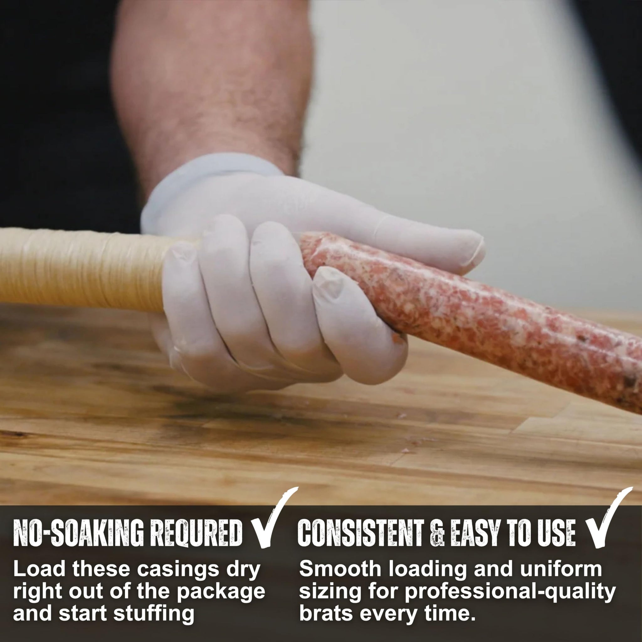 Bearded Butchers 32mm Fresh Edible Beef Collagen Casings (2-Pack) - Holds 25lbs of Meat - For Bratwurst, Italian Sausage & Chorizo - Vacuum Sealed