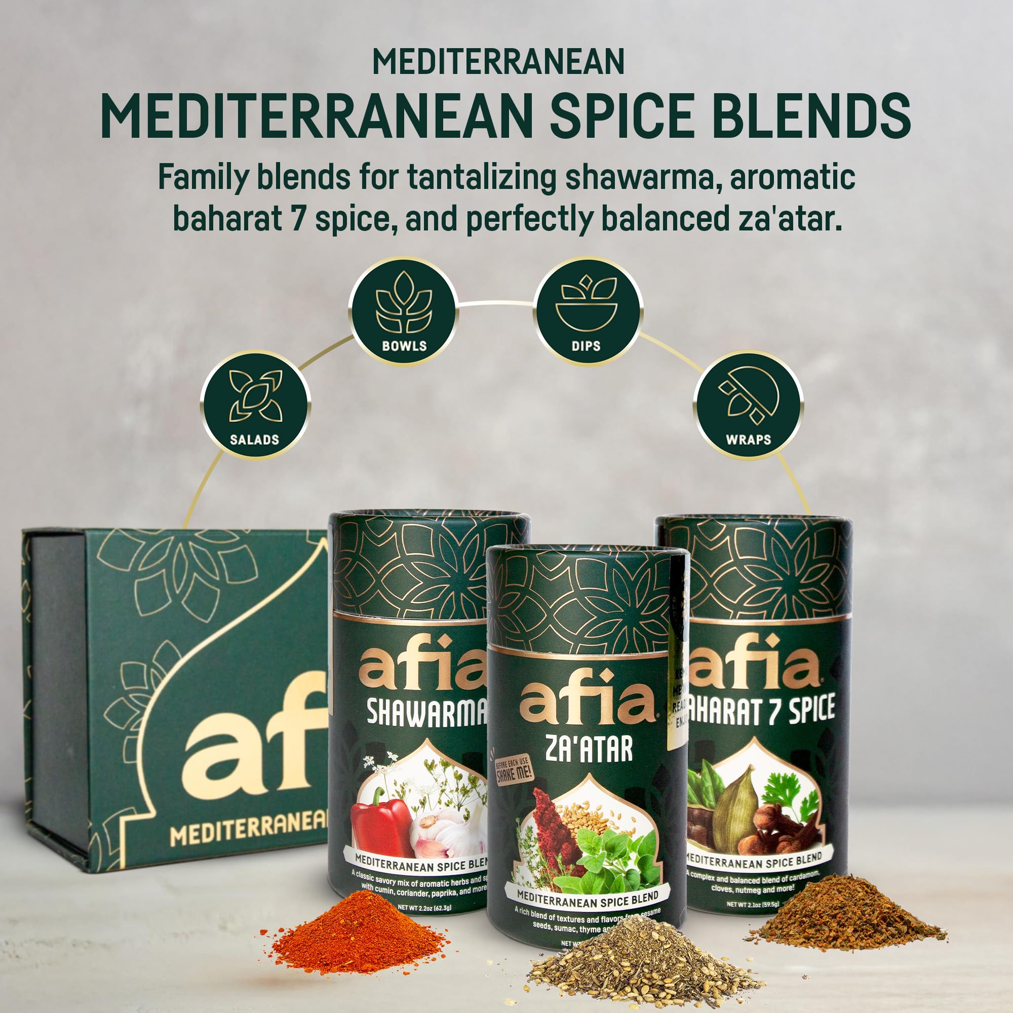 Afia Za'atar Spice Blend | Authentic Mediterranean Seasoning with Sumac, Toasted Sesame & Herbs | Perfect for Dips, Marinades, Flatbreads & More |