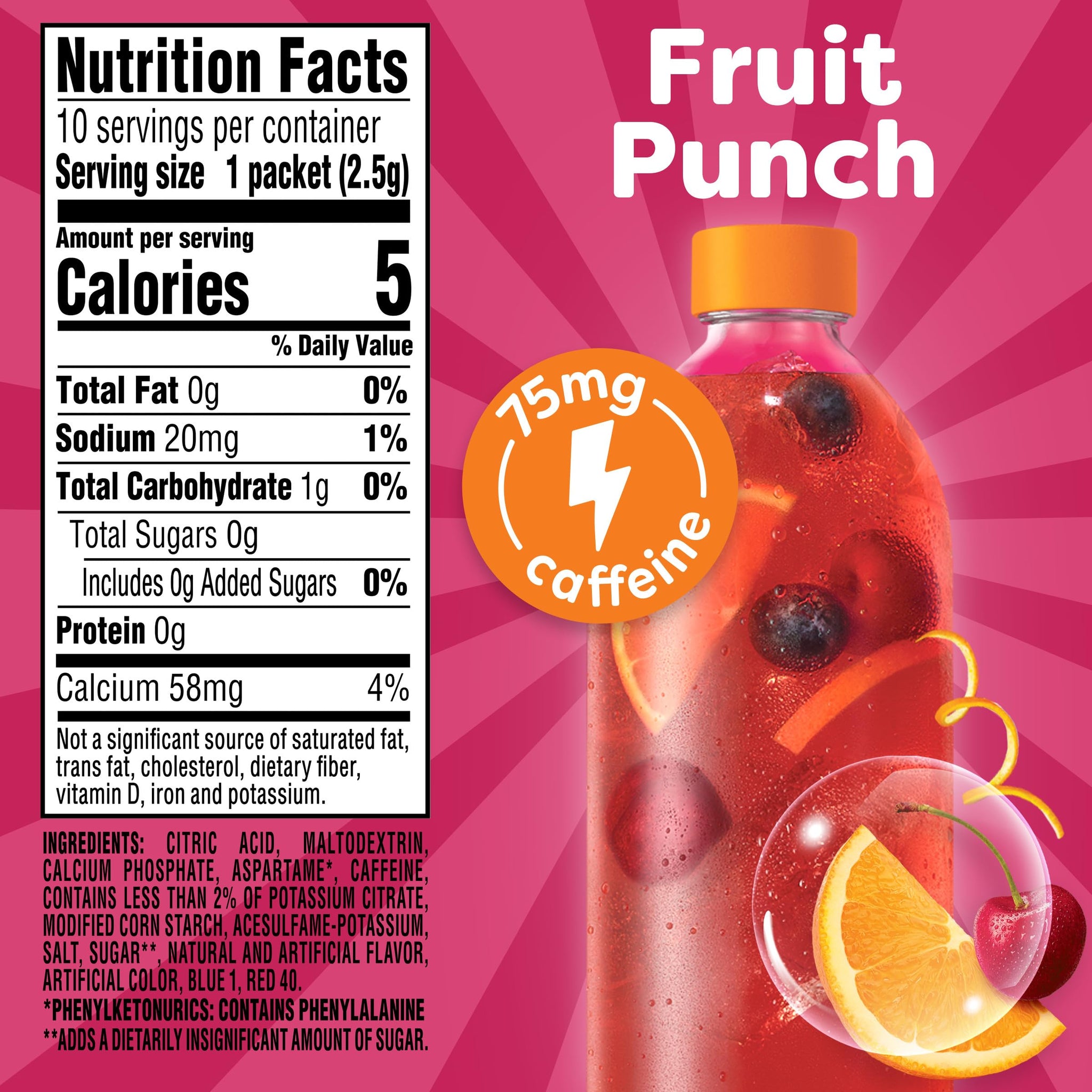 Crystal Light Energy Boost Fruit Punch Drink Mix, 10 ct On-the-Go Packets