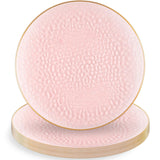 Blue Sky Organic Hammered Pink Gold Rim Plates - 10 Count, 7" | Round Disposable Plastic, Elegant Design for Parties & Events