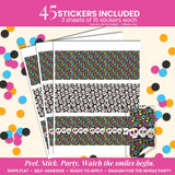 Sugar Skull Day of The Dead, Dia De Los Muertos Halloween Themed Mini Chocolate Candy Bar Sticker Wrappers, 45 1.4" x 2.6" Wrap Around Labels by