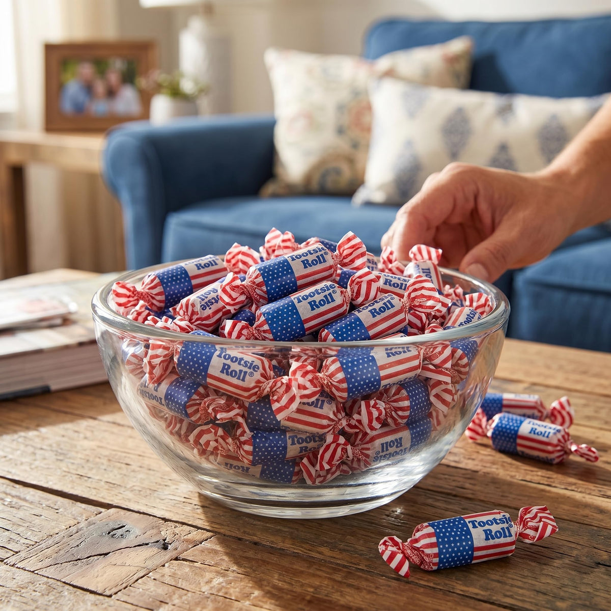 Patriotic Tootsie Midgees, 1lb Bulk Btootag (Approx. 70 Pieces), Mini Chewy Candy, Individually Wrapped Bulk Candy, Chocolate Candy, The Hampton
