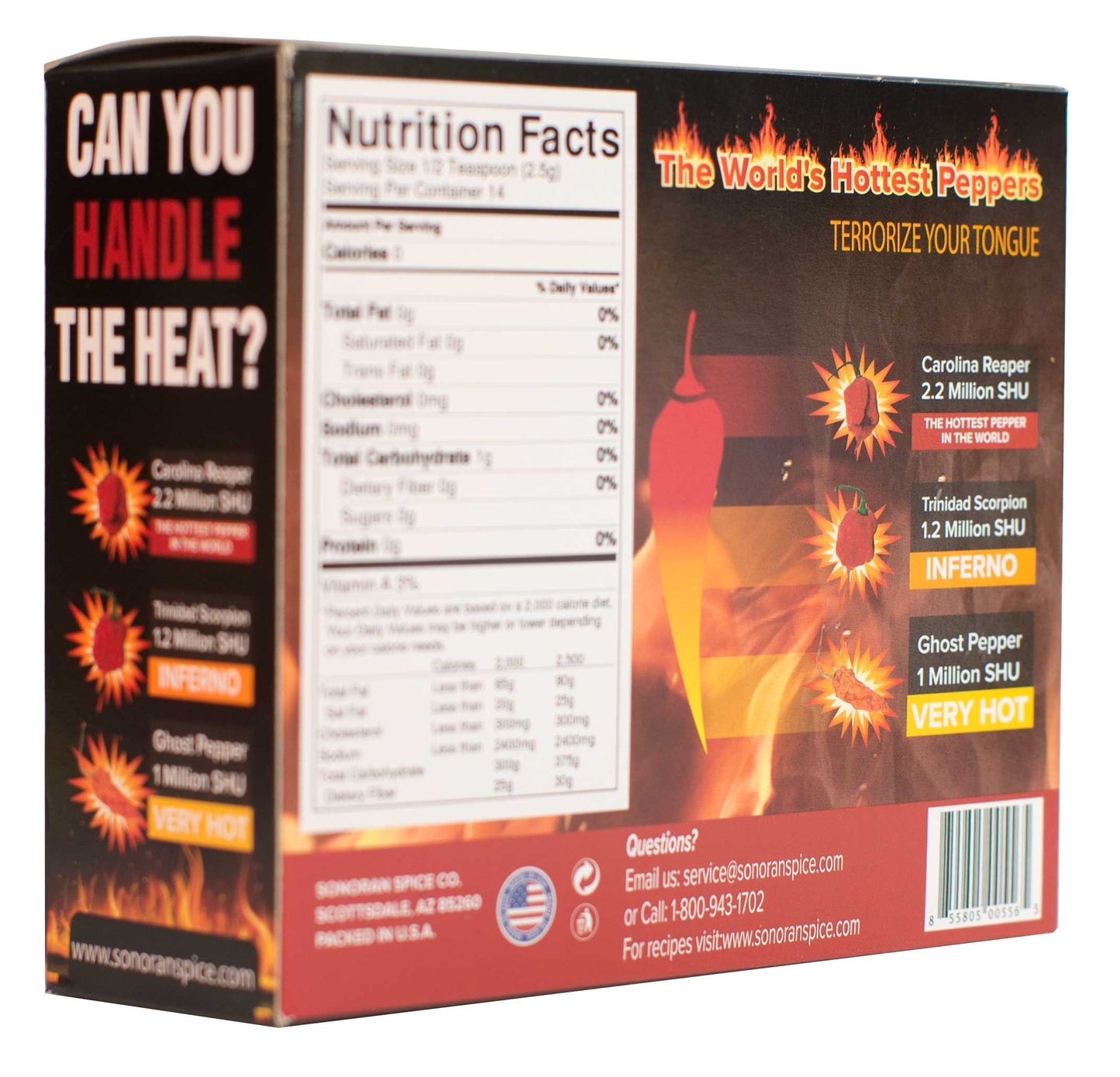 Sonoran Spice Carolina Reaper, Trinidad Scorpion, Ghost Pepper 1 Oz Flakes Gift Box
