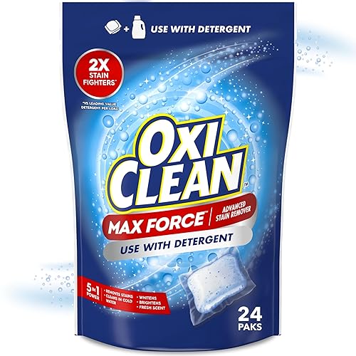 OxiClean Max Force Advanced Stain Remover Power Paks, Color-Safe, Bleach-Free Kids and Baby Essential, Use with Detergent to Remove Messy Stains like