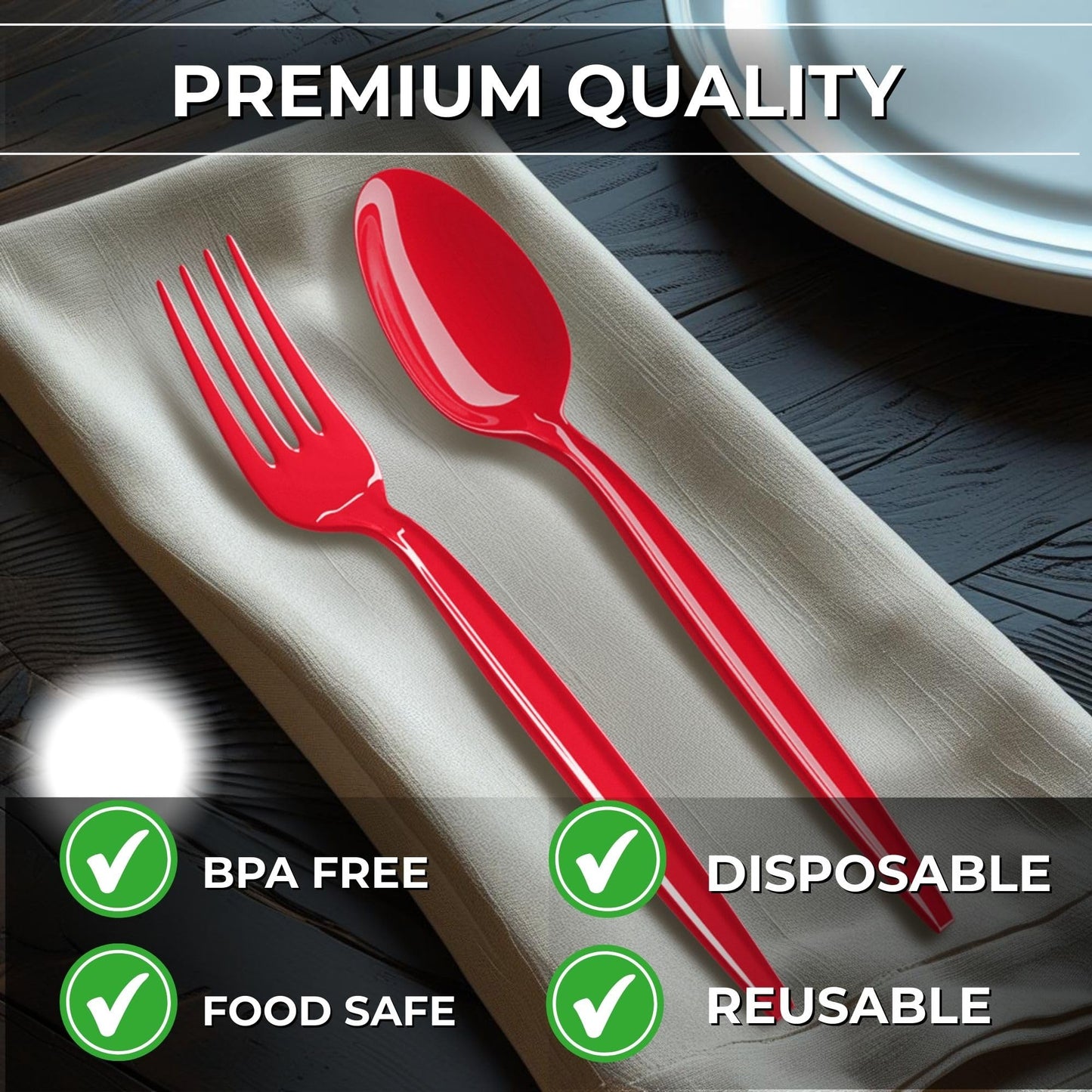 Blue Orchards Red Plastic Forks (24 Pack) - Vibrant Red Disposable Party Forks, Lightweight Durable Plastic Cutlery for Birthday, Halloween