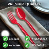 Blue Orchards Red Plastic Forks (24 Pack) - Vibrant Red Disposable Party Forks, Lightweight Durable Plastic Cutlery for Birthday, Halloween