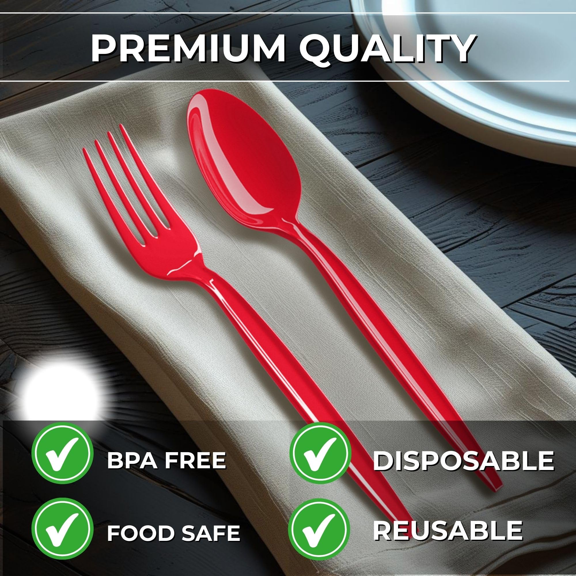 Blue Orchards Red Plastic Forks (24 Pack) - Vibrant Red Disposable Party Forks, Lightweight Durable Plastic Cutlery for Birthday, Halloween